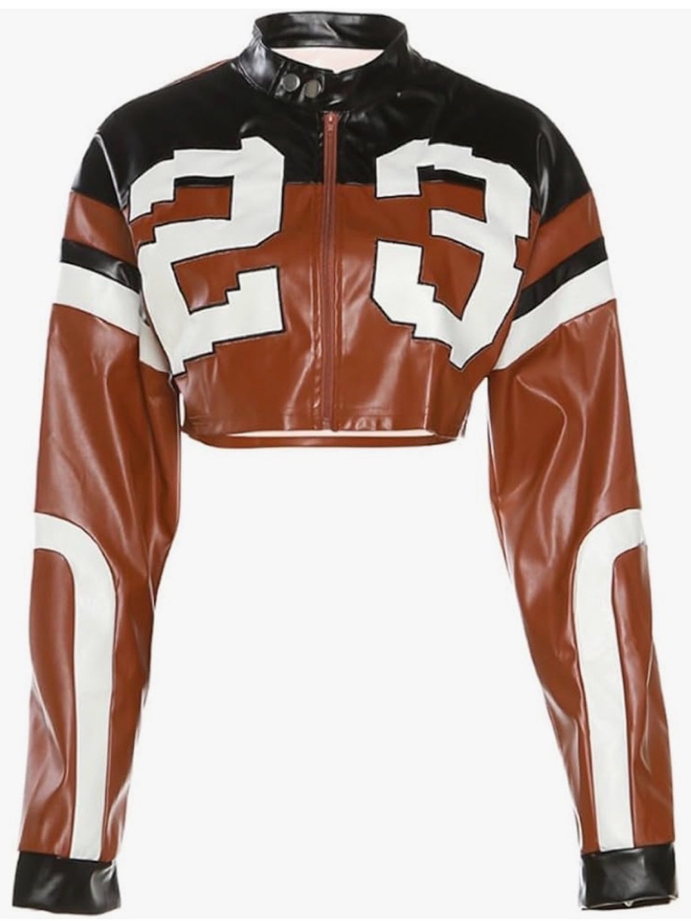 NWOT Hesaco Women's Faux Leather Cropped Jacket